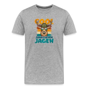 Cool Jungs Gehen Jagen - Männer Premium Bio T-Shirt - Grau meliert - Vorne - Damien (186cm)
