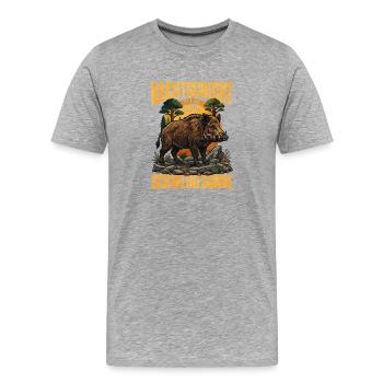 Nachtjagd Schweineboar Sonnenuntergang - Männer Premium Bio T-Shirt - Grau meliert - Vorne - Damien (186cm)