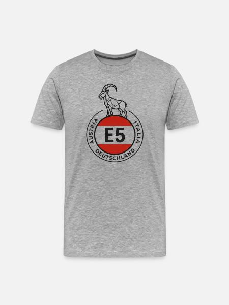 Wanderweg E5 - Männer Premium Bio T-Shirt - Grau meliert