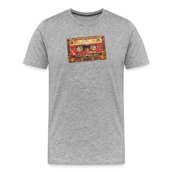 Cassette rétro vintage - T-shirt bio Premium Homme - gris chiné - Devant - Damien (186cm)