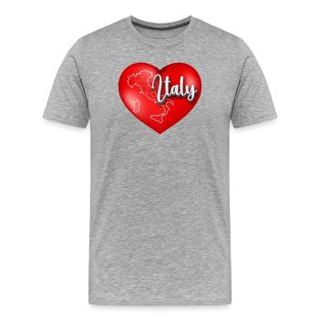 Cœur de l’Italie avec carte - T-shirt bio Premium Homme - gris chiné - Devant - Damien (186cm)