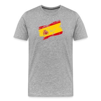 Drapeau espagnol – Conception moderne de coups de pinceau - T-shirt bio Premium Homme - gris chiné - Devant - Damien (186cm)