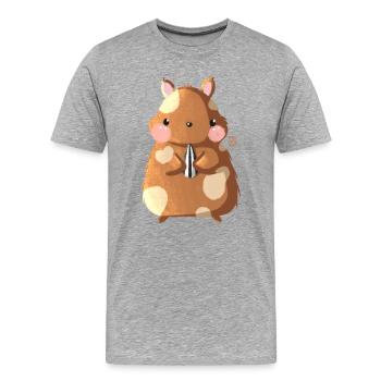 Un hamster mignon avec des graines de tournesol - T-shirt bio Premium Homme - gris chiné - Devant - Damien (186cm)