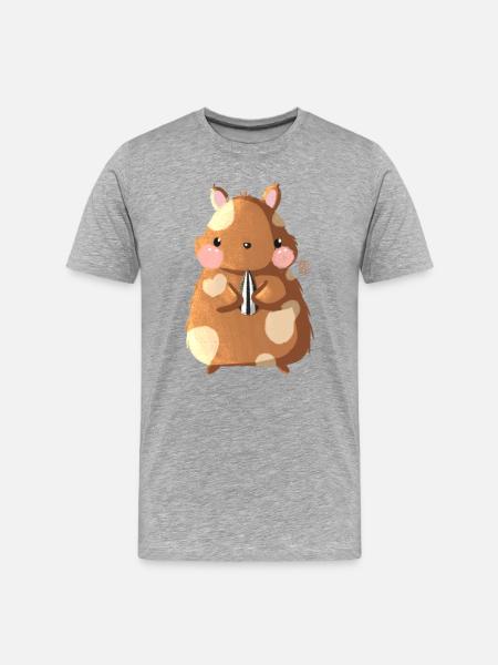 Cute hamster with sunflower seed - Men's Premium Organic T-Shirt - heather grey