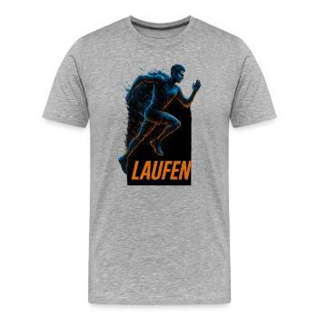Neonlauf Sprintender Runner - Männer Premium Bio T-Shirt - Grau meliert - Vorne - Damien (186cm)