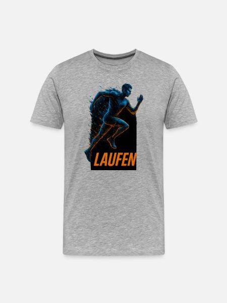 Neonlauf Sprintender Runner - Männer Premium Bio T-Shirt - Grau meliert