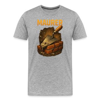 Maurerarbeit: Ziegelmauer - Männer Premium Bio T-Shirt - Grau meliert - Vorne - Damien (186cm)