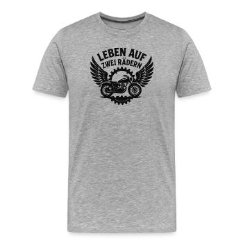 Leben auf zwei Rädern Flügel-Motorrad - Männer Premium Bio T-Shirt - Grau meliert - Vorne - Damien (186cm)