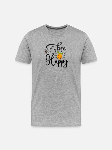 Bee Raspberry Botanical Aesthetic Design - Men's Premium Organic T-Shirt - heather grey