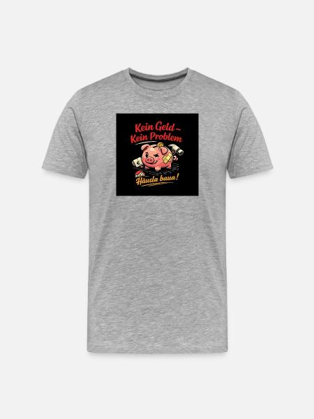 Kein Geld – Kein Problem Hausbau - Männer Premium Bio T-Shirt - Grau meliert