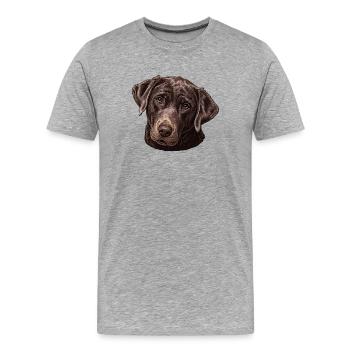 Tête de labrador dans un ton brun chaud - T-shirt bio Premium Homme - gris chiné - Devant - Damien (186cm)