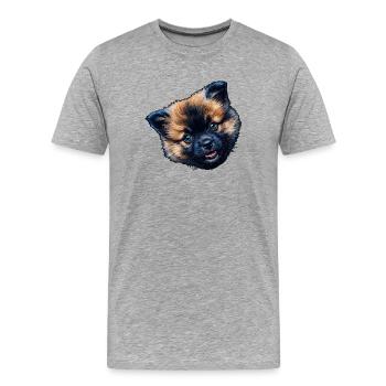 Tête d’Eurasie aux yeux bleus duveteuse - T-shirt bio Premium Homme - gris chiné - Devant - Damien (186cm)