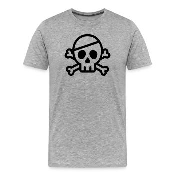 tête de mort - T-shirt bio Premium Homme - gris chiné - Devant - Damien (186cm)