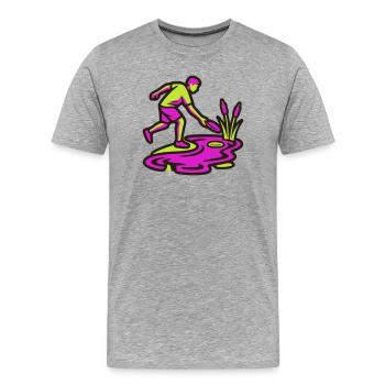 Icône des obstacles aquatiques du disc golf - T-shirt bio Premium Homme - gris chiné - Devant - Damien (186cm)