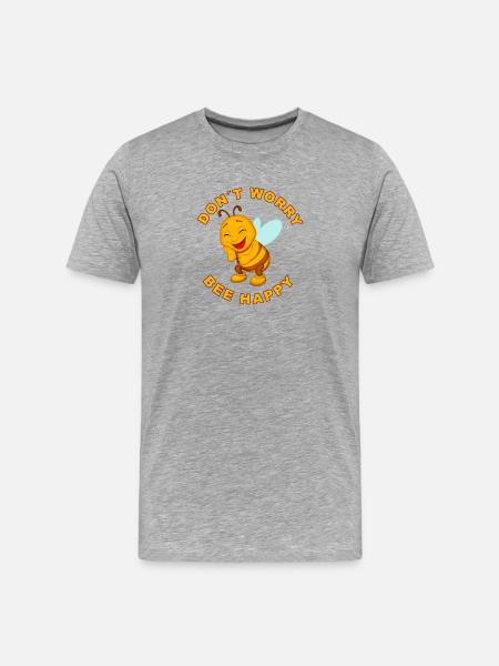 Optimistic bee with happy pose - Men's Premium Organic T-Shirt - heather grey