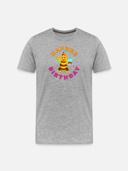 Bee with birthday cake celebrating - Men's Premium Organic T-Shirt - heather grey