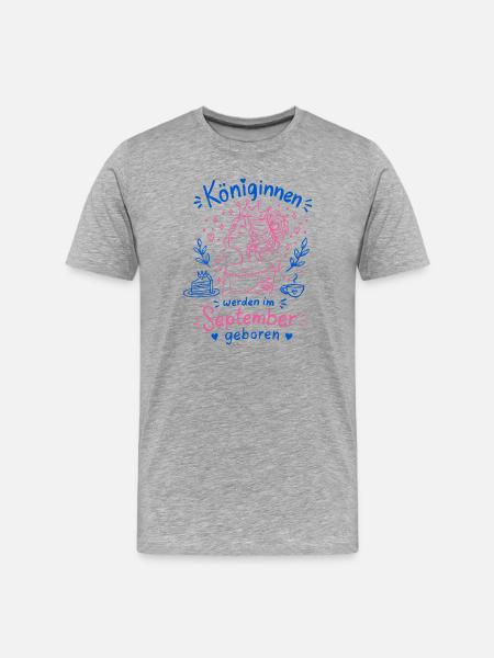 Queens Born in September Doodle - Men's Premium Organic T-Shirt - heather grey