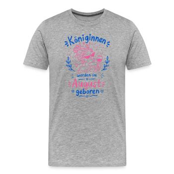 Queens Born in August Birthday Doodle - Men's Premium Organic T-Shirt - heather grey - Front - Damien (186cm)