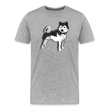 Chien noir et blanc - T-shirt bio Premium Homme - gris chiné - Devant - Damien (186cm)