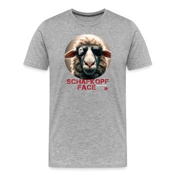 Schafkopf Face - Männer Premium Bio T-Shirt - Grau meliert - Vorne - Damien (186cm)