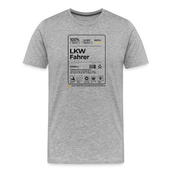 LKW Fahrer – 100 % Erfahrung & Ausdauer - Männer Premium Bio T-Shirt - Grau meliert - Vorne - Damien (186cm)