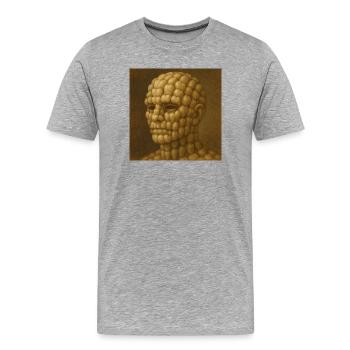 Tête de dents – sculpture surréaliste - T-shirt bio Premium Homme - gris chiné - Devant - Damien (186cm)
