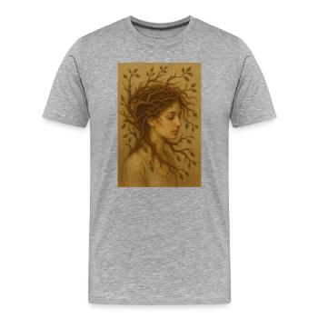 L’esprit de la forêt en profil - T-shirt bio Premium Homme - gris chiné - Devant - Damien (186cm)
