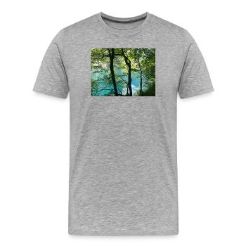 Waldsee Turquoise Zauber - T-shirt bio Premium Homme - gris chiné - Devant - Damien (186cm)