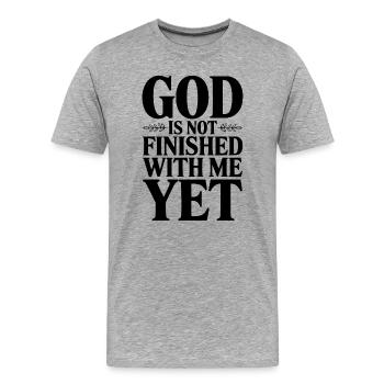 Dieu n’a pas encore fini avec moi - T-shirt bio Premium Homme - gris chiné - Devant - Damien (186cm)