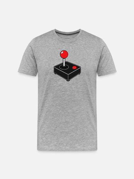 Classic Retro Joystick T-Shirt 80s Gaming - Men's Premium Organic T-Shirt - heather grey