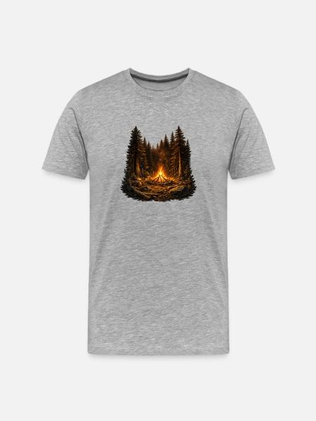 Feu de camp forestier - T-shirt bio Premium Homme - gris chiné