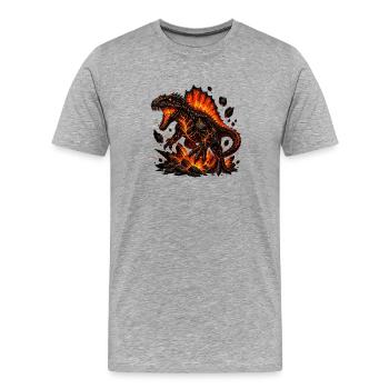 Enfer de dinosaures de lave - T-shirt bio Premium Homme - gris chiné - Devant - Damien (186cm)