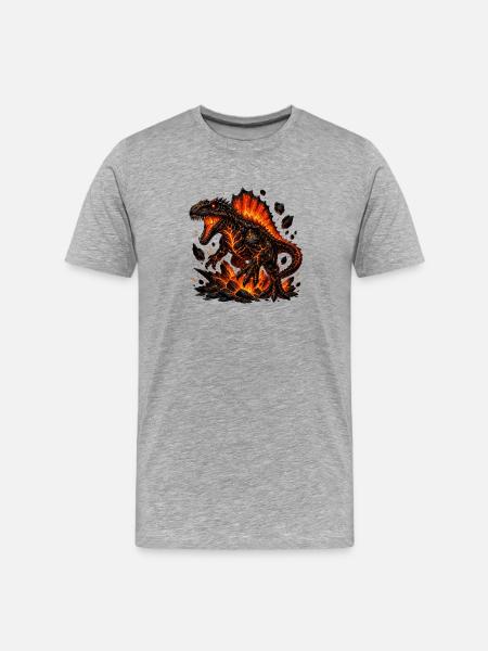 Lava Dinosaurier Inferno - Männer Premium Bio T-Shirt - Grau meliert