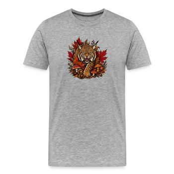 Chat sauvage d’automne dans le labyrinthe de feuilles - T-shirt bio Premium Homme - gris chiné - Devant - Damien (186cm)