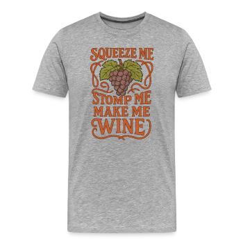 Grape Glee Squeeze Stomp Wine - T-shirt bio Premium Homme - gris chiné - Devant - Damien (186cm)