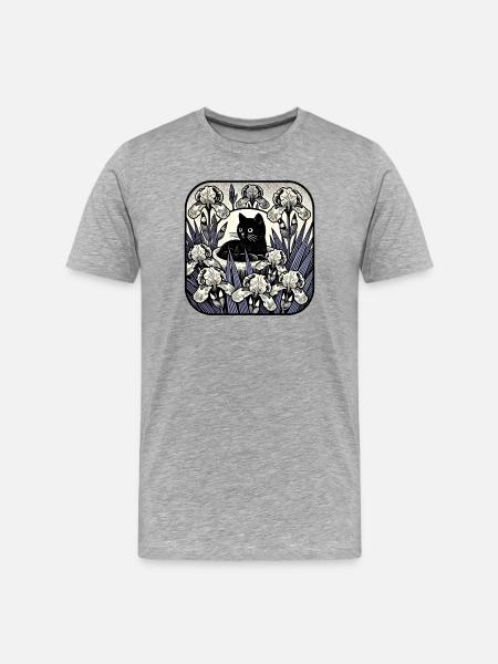 Nocturne Cat dans Iris Moon - T-shirt bio Premium Homme - gris chiné