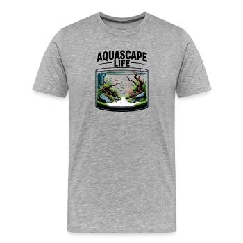 Aquascape Life Rêve d’Aquascaping - T-shirt bio Premium Homme - gris chiné - Devant - Damien (186cm)