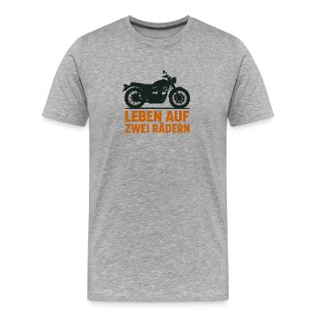 Leben Auf Zwei Rädern – Motorrad - Männer Premium Bio T-Shirt - Grau meliert - Vorne - Damien (186cm)