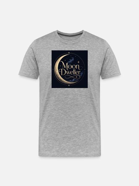Moon Dweller: Golden Moon Circle - Men's Premium Organic T-Shirt - heather grey