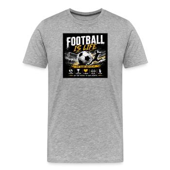 Le football, c’est la vie - T-shirt bio Premium Homme - gris chiné - Devant - Damien (186cm)