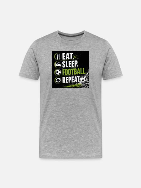 Eat Sleep Football Repeat - Men's Premium Organic T-Shirt - heather grey