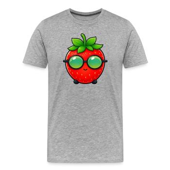 Été de dessins animés fraise avec lunettes de soleil - T-shirt bio Premium Homme - gris chiné - Devant - Damien (186cm)