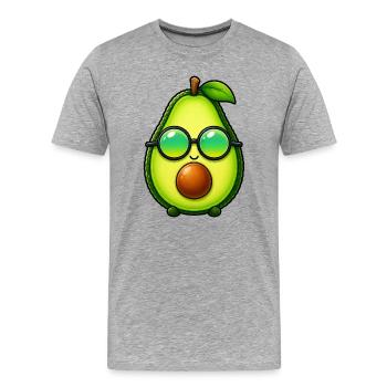 Avocado Cartoon lustig minimalistisch sommerlich - Männer Premium Bio T-Shirt - Grau meliert - Vorne - Damien (186cm)