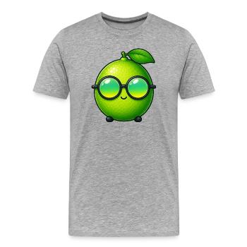 Dessin animé citron citron vert : dessin d’été - T-shirt bio Premium Homme - gris chiné - Devant - Damien (186cm)