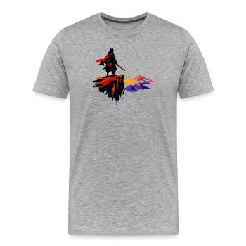 Montagnes de feu néon dans l’abîme - T-shirt bio Premium Homme - gris chiné - Devant - Damien (186cm)