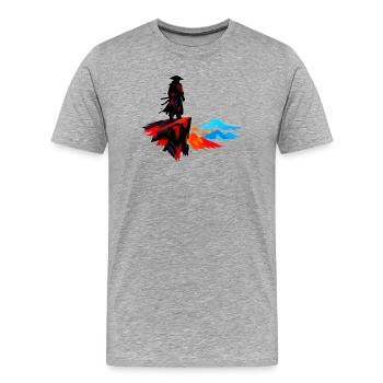 Sombre Vagabond sur le Rocher - T-shirt bio Premium Homme - gris chiné - Devant - Damien (186cm)