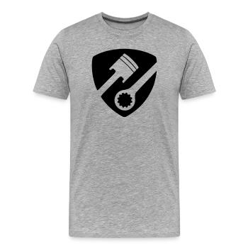 Technicien en mécatronique automobile Piston et outil - T-shirt bio Premium Homme - gris chiné - Devant - Damien (186cm)