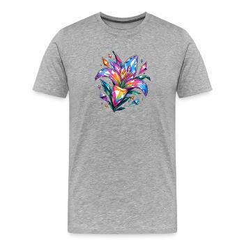 Crystal flower in a play of colours - Men's Premium Organic T-Shirt - heather grey - Front - Damien (186cm)