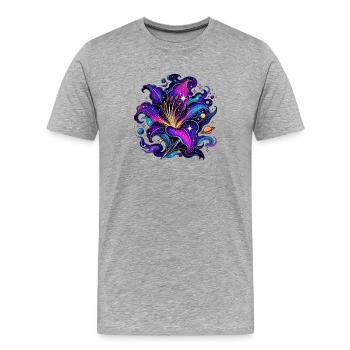 Explosion de fleurs cosmiques - T-shirt bio Premium Homme - gris chiné - Devant - Damien (186cm)