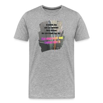 Lautes Handy im Zug Techno Meme - Männer Premium Bio T-Shirt - Grau meliert - Vorne - Damien (186cm)